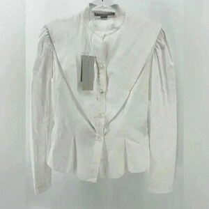 Stella McCartney Collarless Button Down Blouse White Off White Size 38